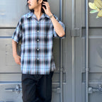 OMBRE CHECK OPEN COLLAR SHIRT S/S -TYPE 2- #BLUE [24SS-WMS-OC11]