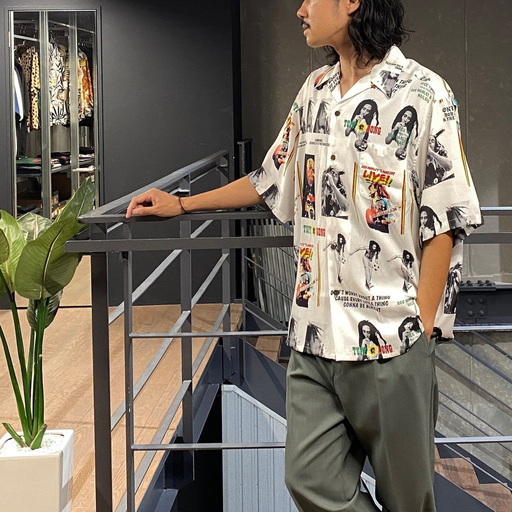 BOB MARLEY | HAWAIIAN SHIRT S/S ( TYPE-1 ) #WHITE [BOBMARLEY-WM-HI09]