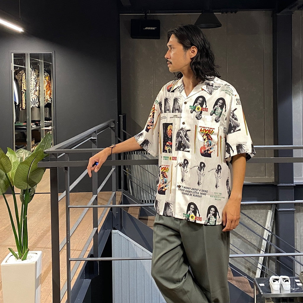 BOB MARLEY | HAWAIIAN SHIRT S/S ( TYPE-1 ) #WHITE [BOBMARLEY-WM