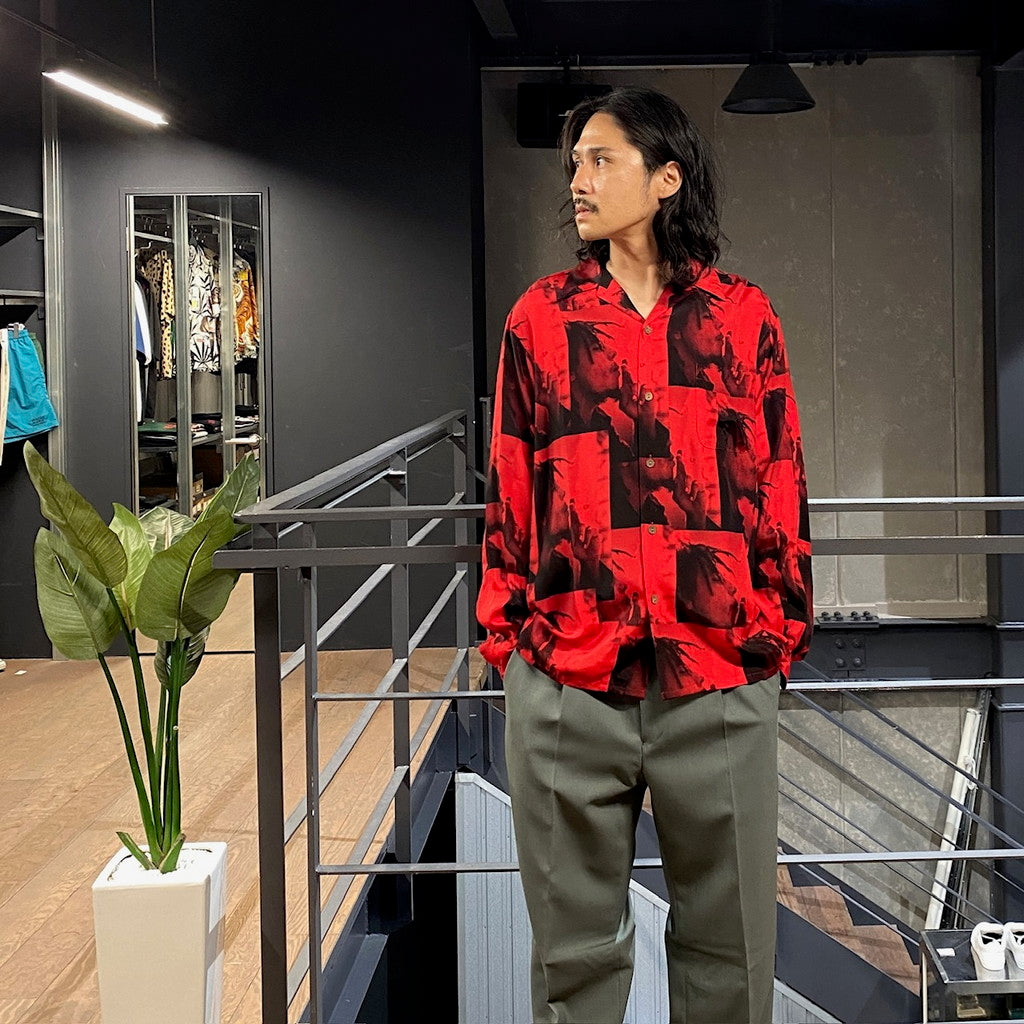 BOB MARLEY | HAWAIIAN SHIRT L/S -TYPE 1- #RED [BOBMARLEY-WM-HI05]