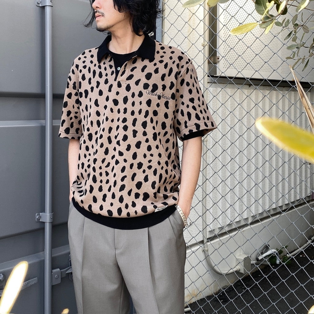 LEOPARD KNIT POLO SHIRT #BROWN [24SS-WMK-KN10]