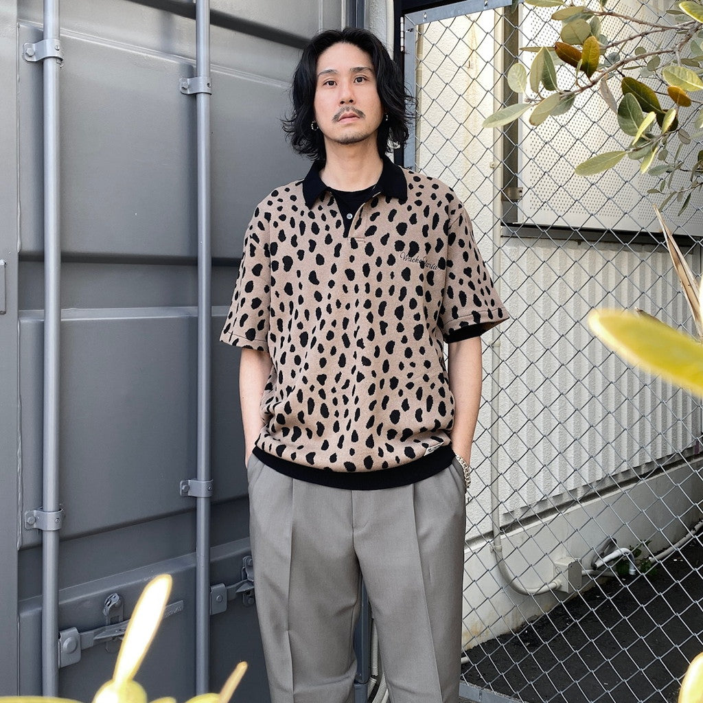 LEOPARD KNIT POLO SHIRT #BROWN [24SS-WMK-KN10]