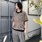 LEOPARD KNIT POLO SHIRT #BROWN [24SS-WMK-KN10]