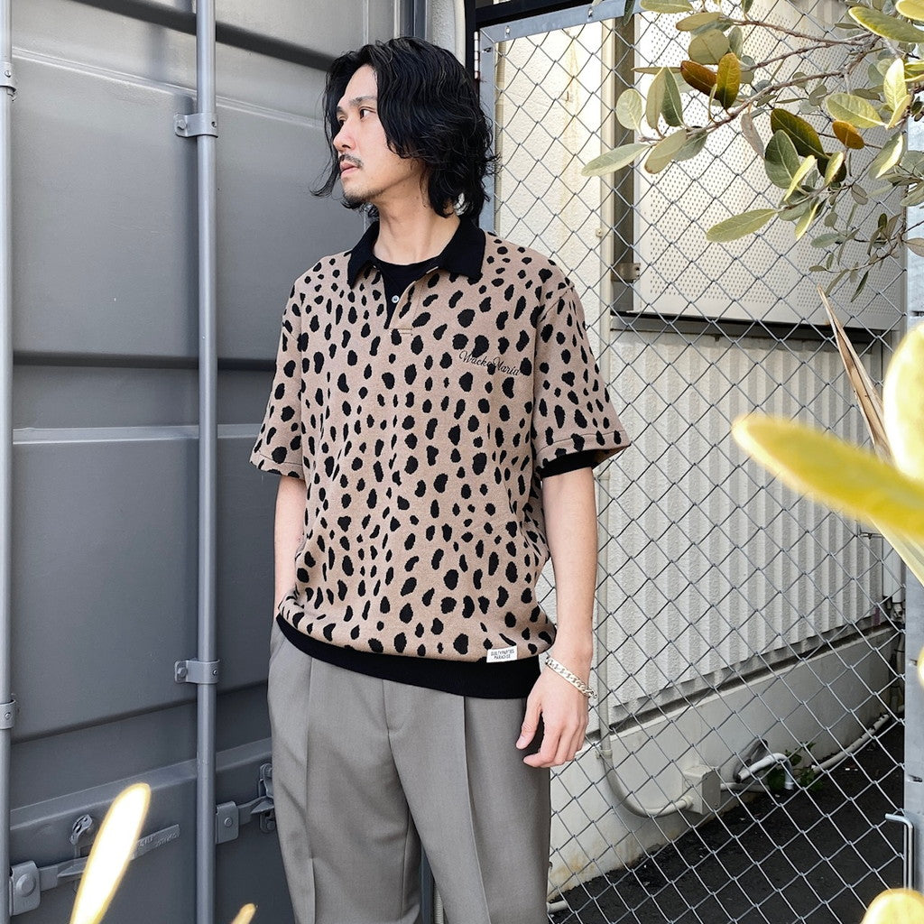 LEOPARD KNIT POLO SHIRT #BROWN [24SS-WMK-KN10]