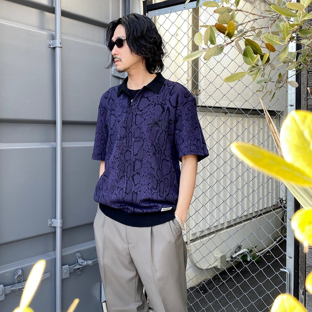 蟒蛇紋針織 POLO 衫 #紫色 [24SS-WMK-KN11]