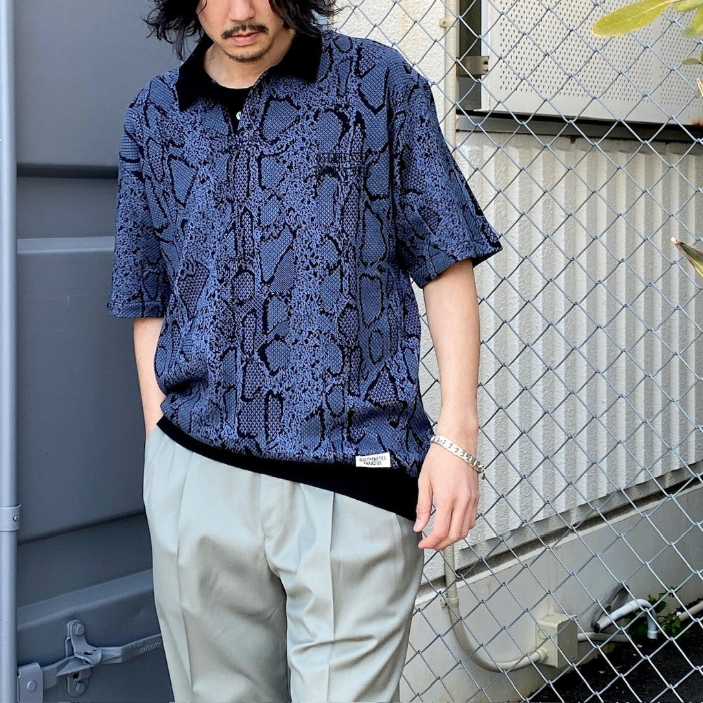 PYTHON KNIT POLO SHIRT #NAVY [24SS-WMK-KN11]
