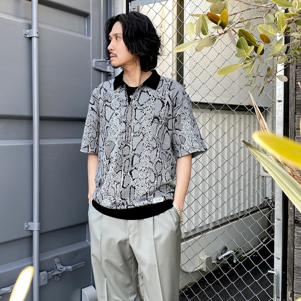LEOPARD KNIT POLO SHIRT #GRAY [24SS-WMK-KN10]