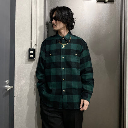 FLANNEL REGULAR COLLAR SHIRT -TYPE 1- #GREEN [24SSE-WMS-RC01]