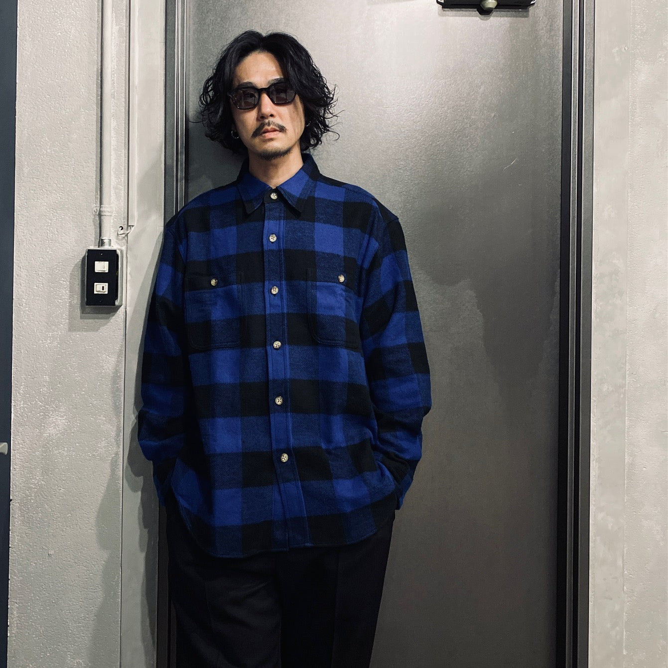 FLANNEL REGULAR COLLAR SHIRT -TYPE 1- #BLUE [24SSE-WMS-RC01]