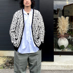 豹紋馬海毛開襟衫 #白色 [24SS-WMK-KN09]