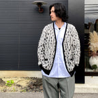 豹紋馬海毛開襟衫 #白色 [24SS-WMK-KN09]