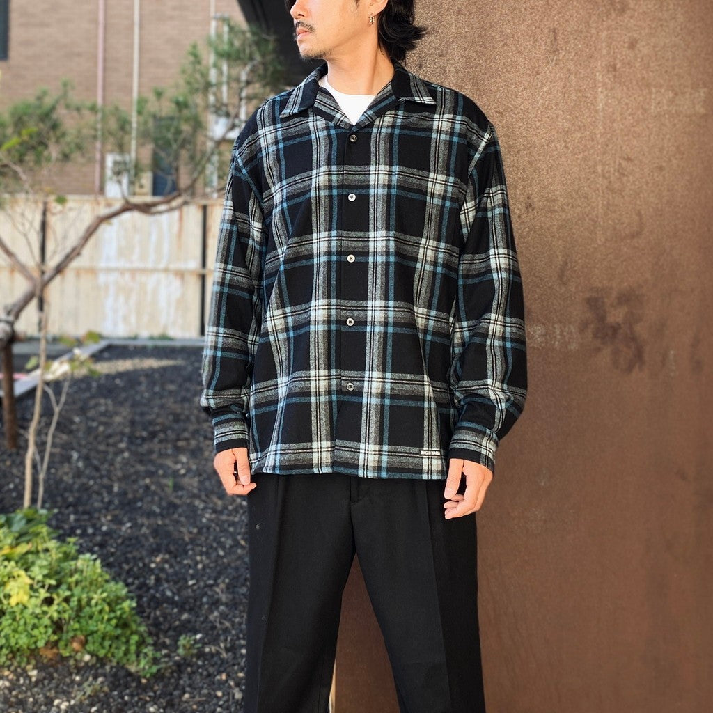 PENDLETON | WOOL OMBRE CHECK OPEN COLLAR SHIRT L/S ( TYPE-3 ) #BLUE / WHITE [26FW-WMS-PE03]