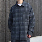 TASLAN NYLON CHECK SHIRT #BLACK [CCC-261W003]