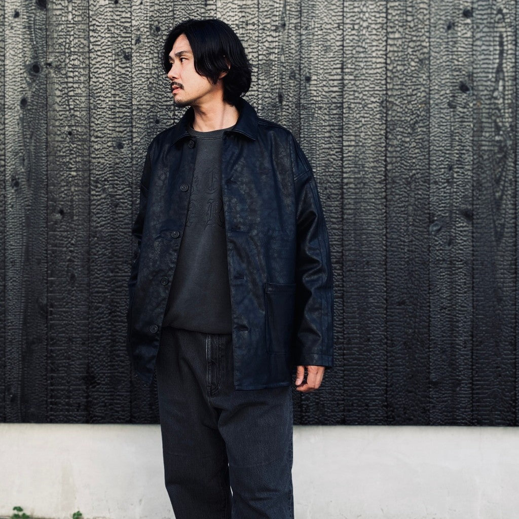 PLEATHER COAT #BLACK [LC8119]
