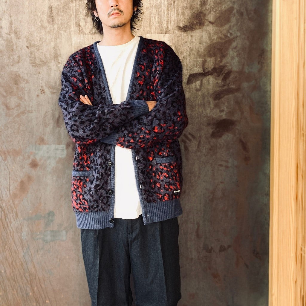LEOPARD MOHAIR CARDIGAN #NAVY [25FW-WMK-KN08]