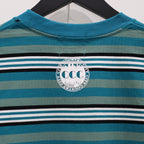 EMBROIDERED LOGO MULTI BORDER L/S T-SHIRT #GREEN / WHITE [CCC-253C007]