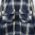 TECH SPORTS OPEN COLLAR SHIRT L/S BIG TARTAN #NAVY [BE-81026W]