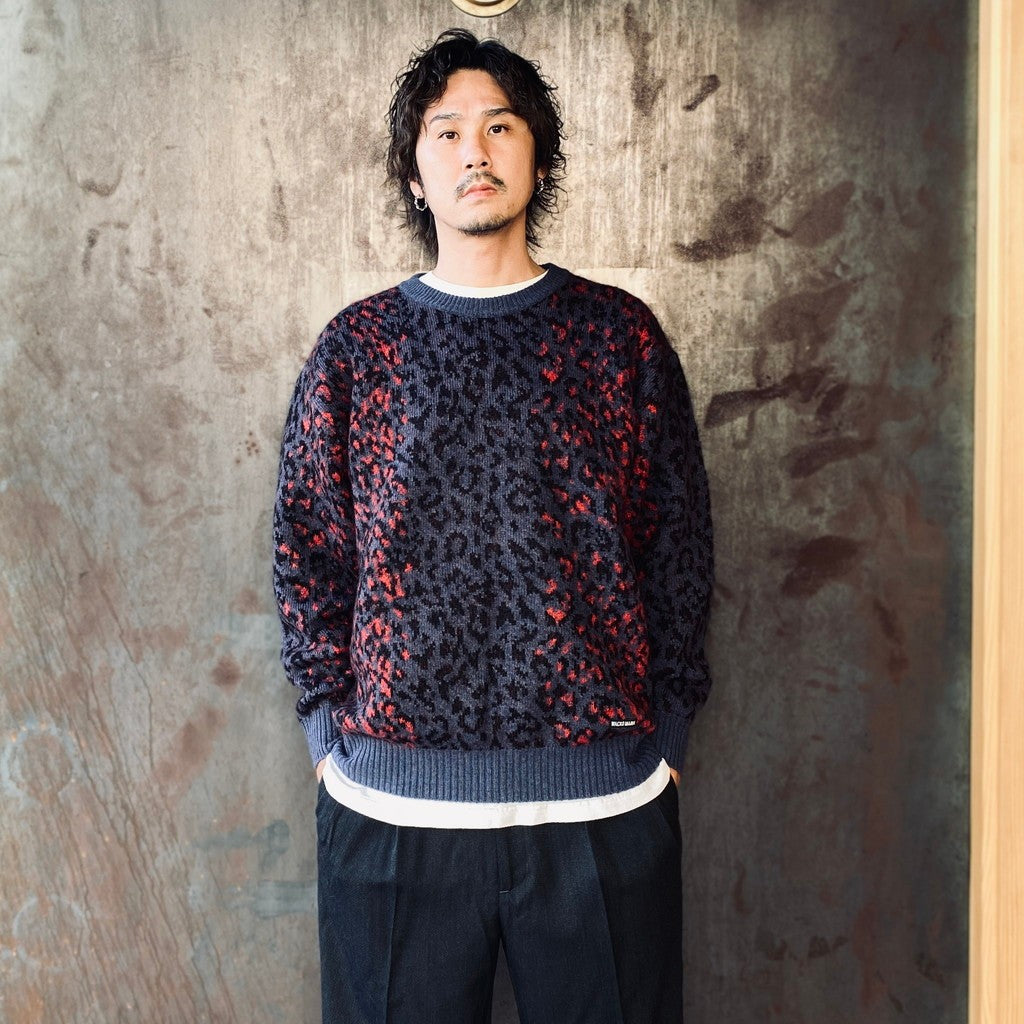 LEOPARD MOHAIR CREW NECK SWEATER #NAVY [25FW-WMK-KN07] – cocorozashi