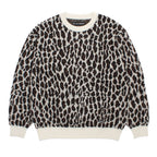 LEOPARD MOHAIR JACQUARD CREW NECK SWEATER #WHITE [26FW-WMK-KN16]