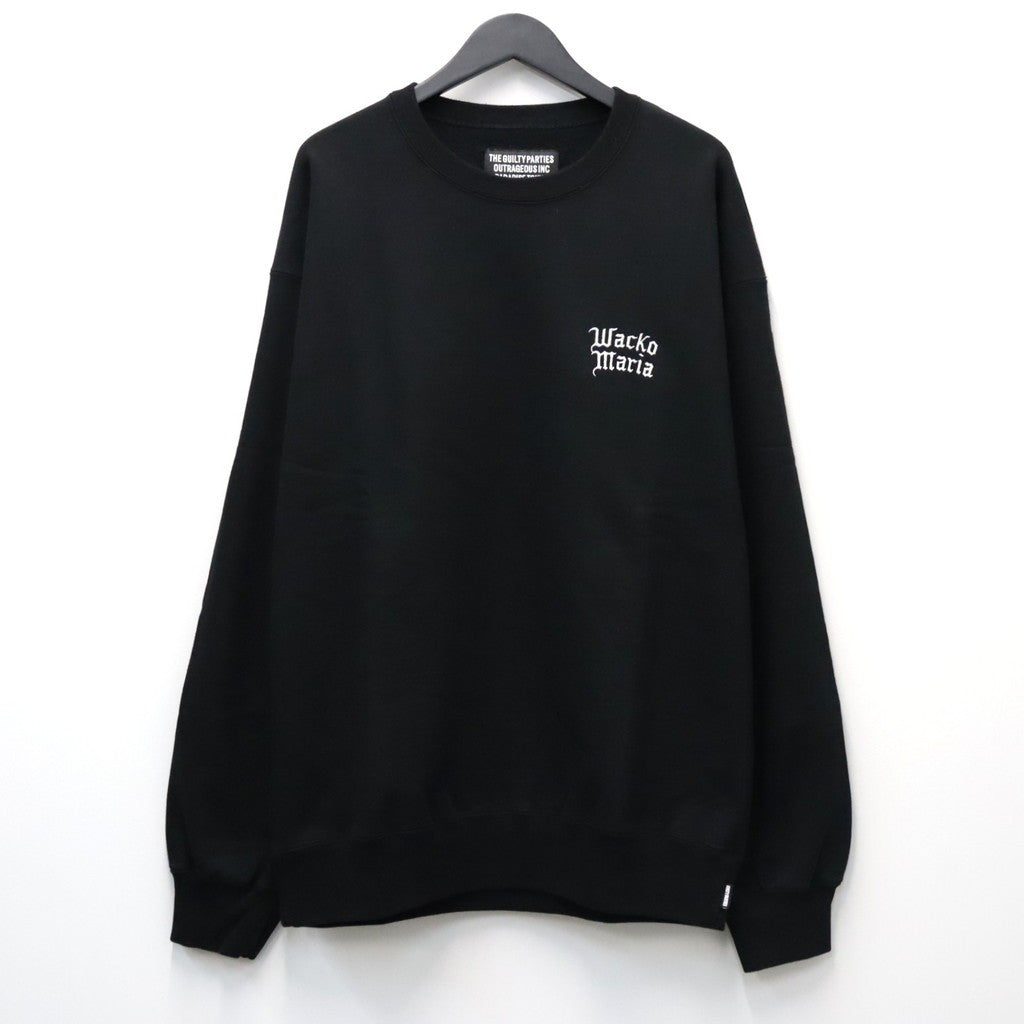 WASHED MIDDLE WEIGHT CREW NECK SWEAT SHIRT ( TYPE-2 ) #BLACK/WHITE [26FWE-WMC-SS04]