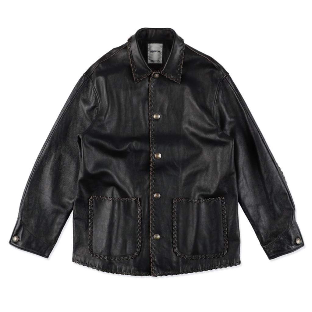 編織皮革連身工作服 #黑色 [BW252-BLC]