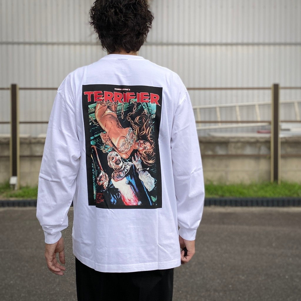 TERRIFIER | WASHED HEAVY WEIGHT CREW NECK LONG SLEEVE T-SHIRT #WHITE [TERRIFIER-WM-LT01]