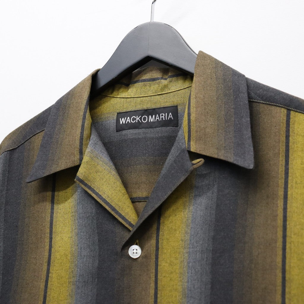 OMBRE STRIPED OPEN COLLAR SHIRT L/S #YELLOW [26SS-WMS-OC13
