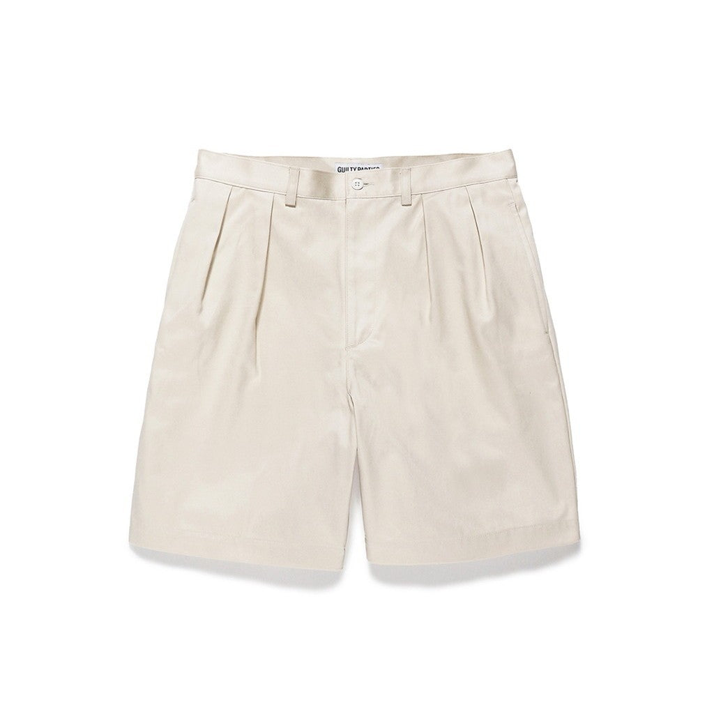 DOUBLE PLEATED CHINO SHORT TROUSERS #WHITE [24SS-WMP-PT12]