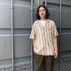 STRIPED OPEN COLLAR SHIRT S/S -TYPE 2- #GRAY [24SS-WMS-OC09]