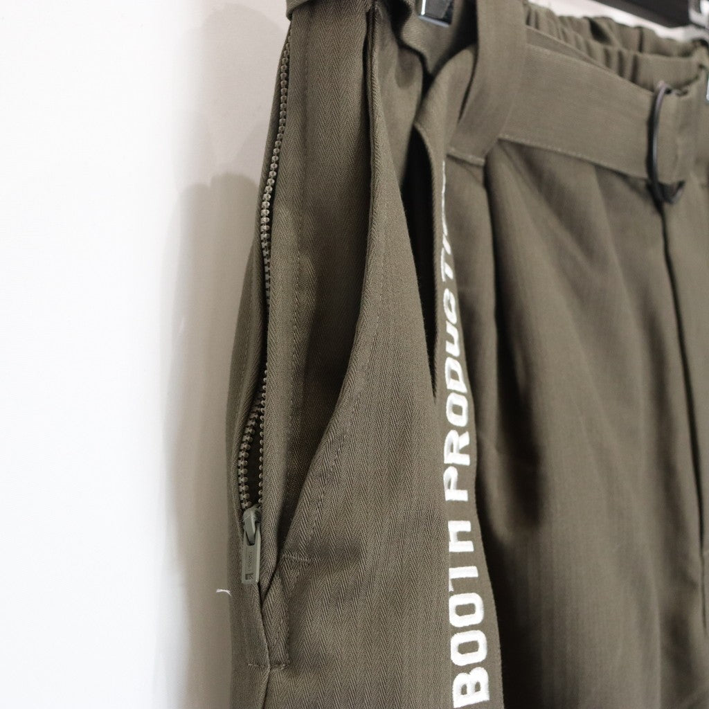 HERRINGBONE BALLOON PANTS #Olive [SS25-B06]