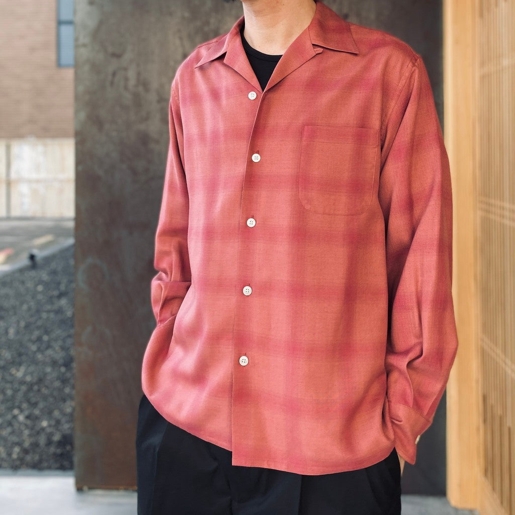 OMBRE CHECK OPEN COLLAR SHIRT L/S #PINK [26SSE-WMS-OC03]