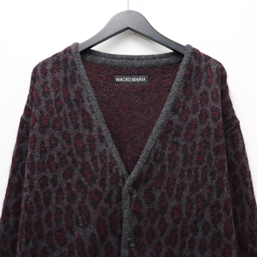 LEOPARD MOHAIR JACQUARD CARDIGAN #CHARCOAL [26FW-WMK-KN17]