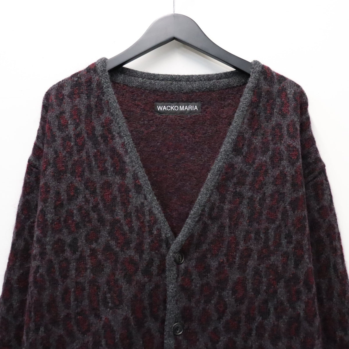LEOPARD MOHAIR JACQUARD CARDIGAN #CHARCOAL [26FW-WMK-KN17]