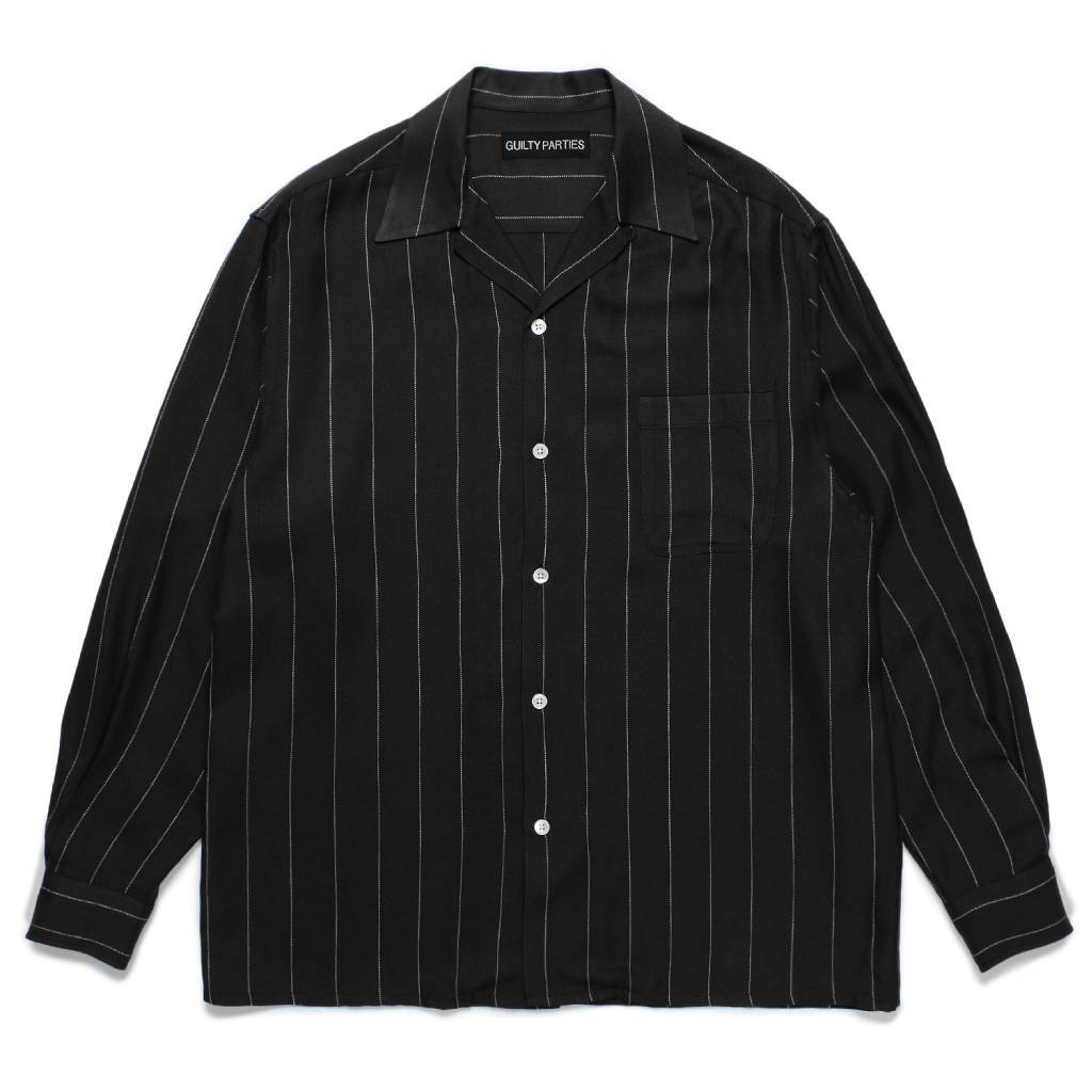 STRIPED OPEN COLLAR SHIRT L/S (TYPE-2) #BLACK [24FW-WMS-OC06]