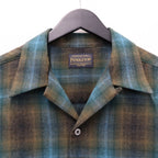 PENDLETON | WOOL OMBRE CHECK OPEN COLLAR SHIRT L/S ( TYPE-1 ) #BROWN / BLUE [26FW-WMS-PE01]