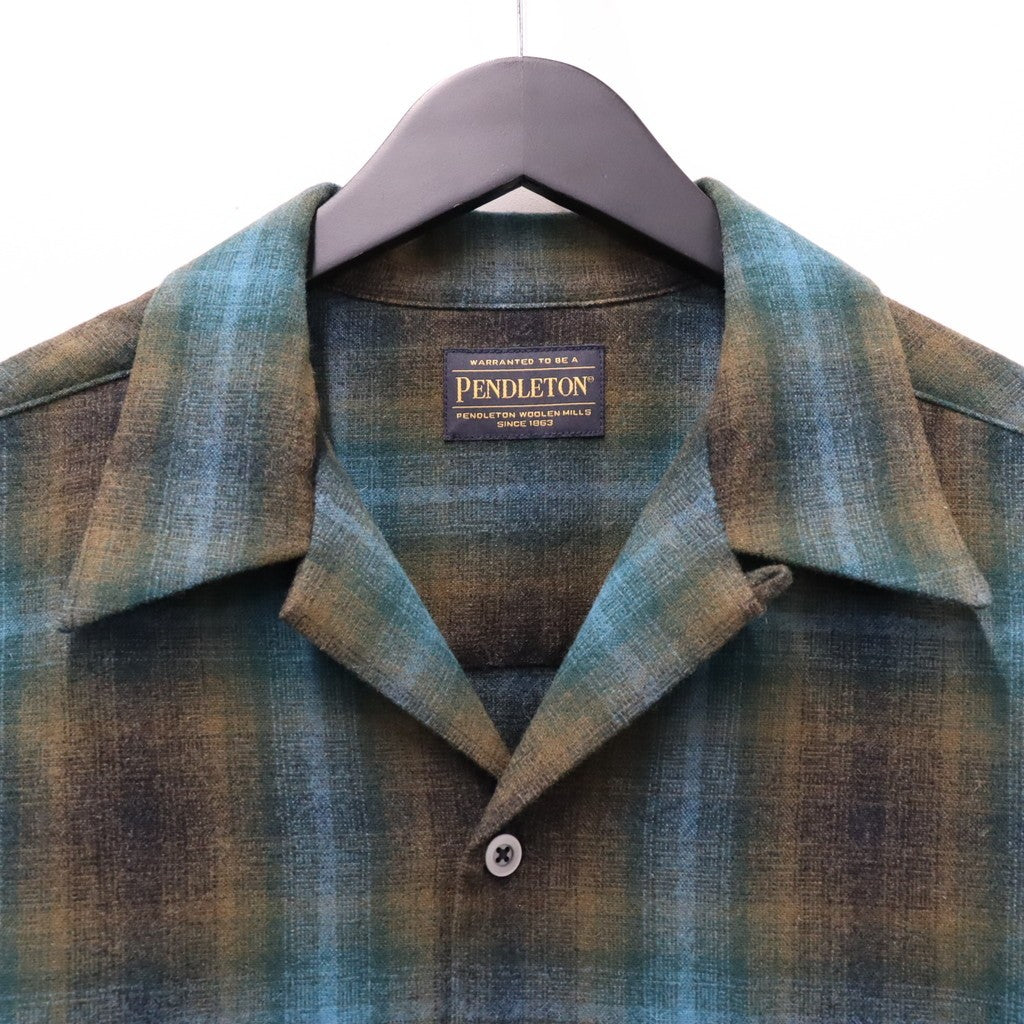 PENDLETON | WOOL OMBRE CHECK OPEN COLLAR SHIRT L/S ( TYPE-1 ) #BROWN / BLUE [26FW-WMS-PE01]