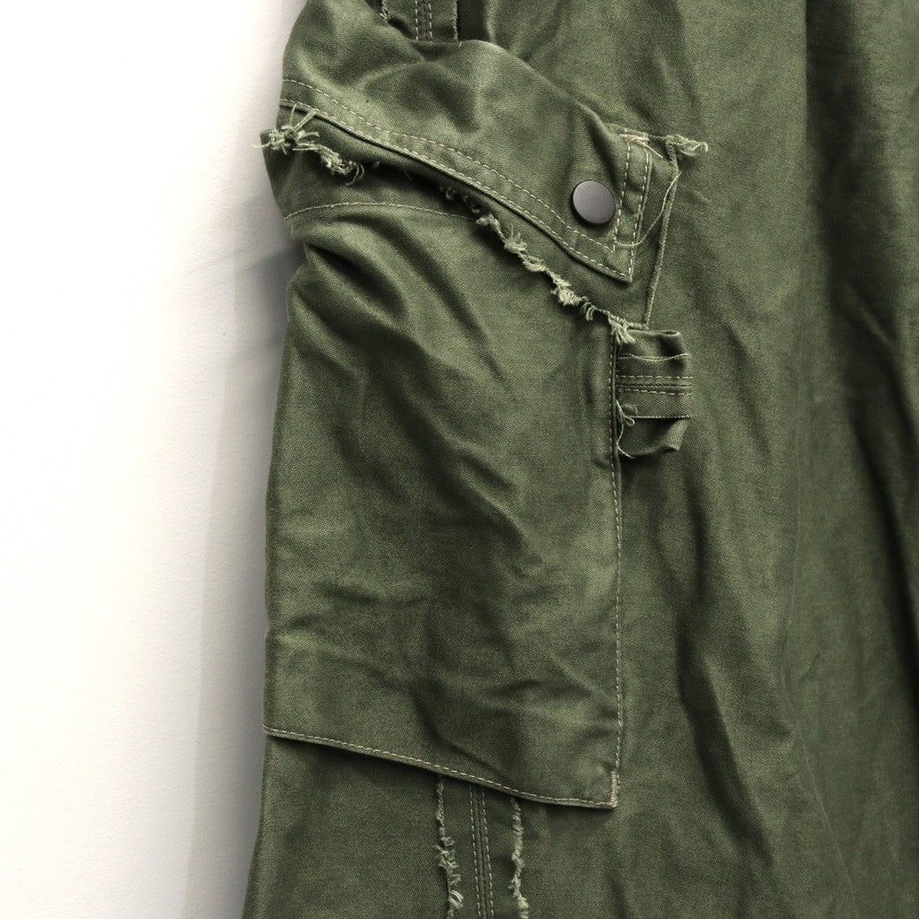 Slash Seam Twist Cargo Pants (PIGMENT DYED MOLESKIN) #OLIVE [M-P2-PT13]