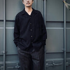KASURI OPEN COLLAR SHIRT L/S #BLACK [25SSE-WMS-OC03]