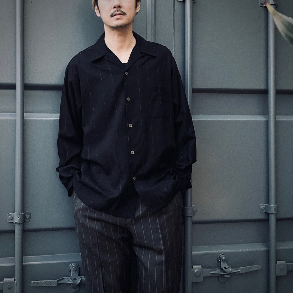 KASURI OPEN COLLAR SHIRT L/S #BLACK [25SSE-WMS-OC03]