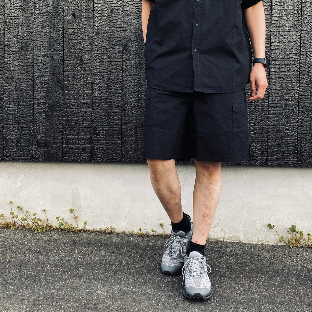 HIDDEN POCKET HALF SLEEVE SHIRTS CN #BLACK [HOD26-01-ST005]