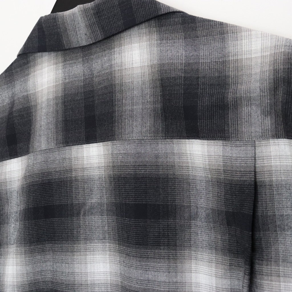 漸層格紋開領襯衫 短袖（TYPE-2）#灰色 [25SS-WMS-OC03]