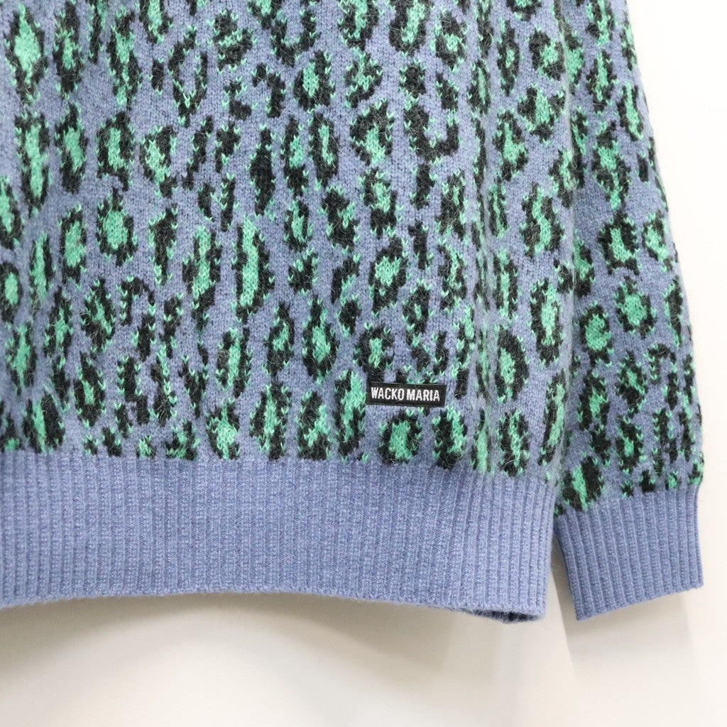 LEOPARD MOHAIR JACQUARD CREW NECK SWEATER #BLUE [26FW-WMK-KN16]