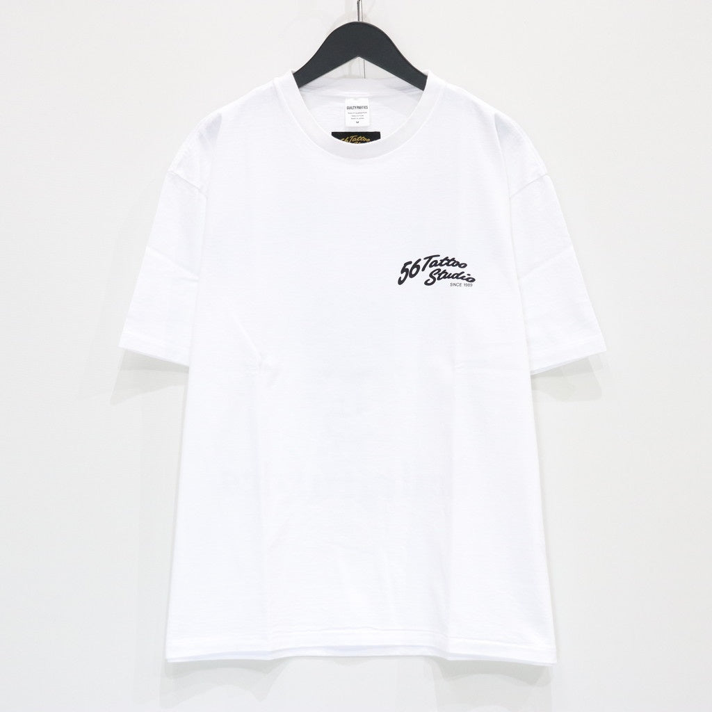 56 TATTOO STUDIO | WASHED HEAVY WEIGHT CREW NECK T-SHIRT #WHITE