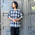 OMBRE CHECK OPEN COLLAR SHIRT S/S -TYPE 2- #BLUE [24SS-WMS-OC11]