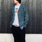 LEOPARD MOHAIR JACQUARD CARDIGAN #BLUE [26FW-WMK-KN17]