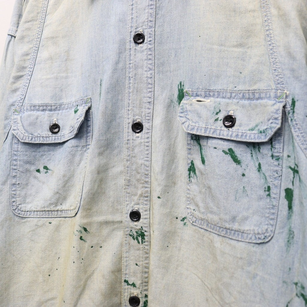 PAINT STAINED CHAMBRAY SHIRT, VENT HOLES #AGED INDIGO [BW252-PSCSV]