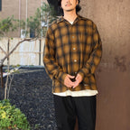 PENDLETON | WOOL OMBRE CHECK OPEN COLLAR SHIRT L/S ( TYPE-2 ) #LT-BROWN [26FW-WMS-PE02]