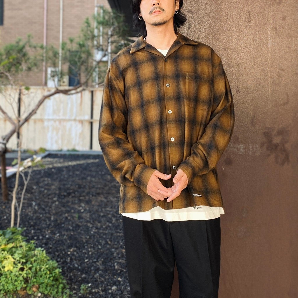 PENDLETON | WOOL OMBRE CHECK OPEN COLLAR SHIRT L/S ( TYPE-2 ) #LT-BROWN [26FW-WMS-PE02]