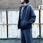 WEATHERED ZIP HOODIE #EGGPLANT [BWU-WZH]