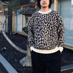 LEOPARD MOHAIR JACQUARD CREW NECK SWEATER #WHITE [26FW-WMK-KN16]